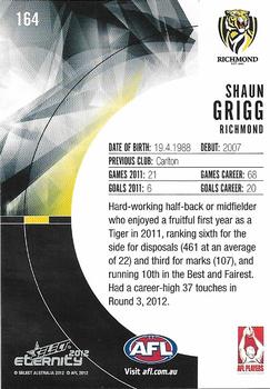 2012 Select AFL Eternity #164 Shaun Grigg Back